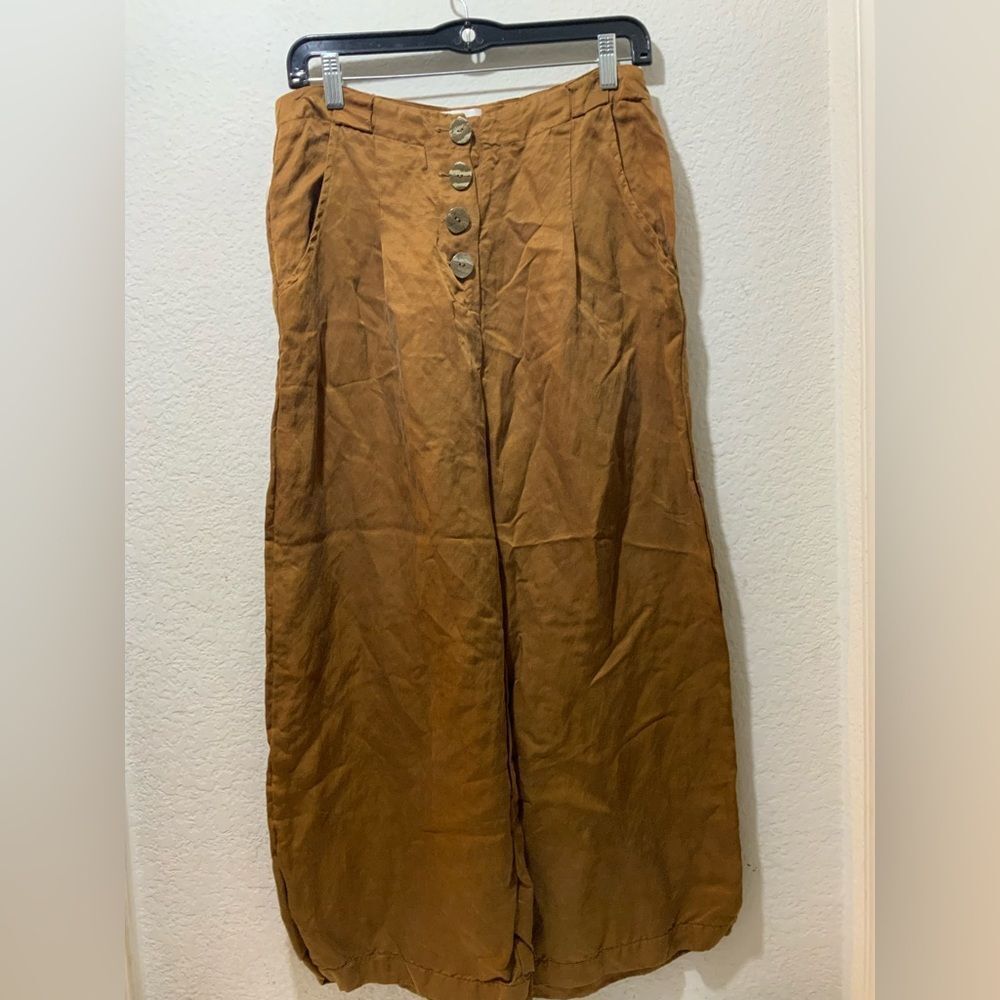 Sancia Women's Cupro, Linen Blend High Waist The Isabel Cropped Pants Size M